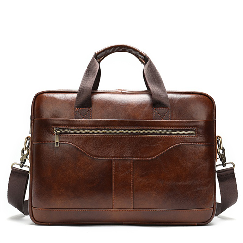 2021 High quality briefcase messenger bag men's  leather 14'' laptop bag men's briefcases office business tote