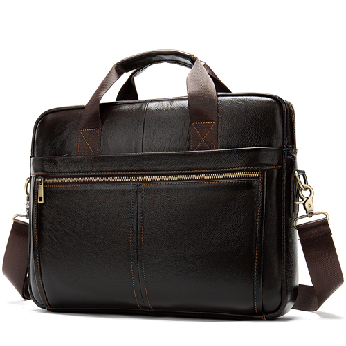 2021 High quality briefcase messenger bag men's  leather 14'' laptop bag men's briefcases office business tote