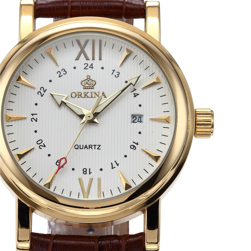 2021 High quality Men Brown Analog Dress Genuine Leather Belt Montre Homme Men Luxury Quartz Watch