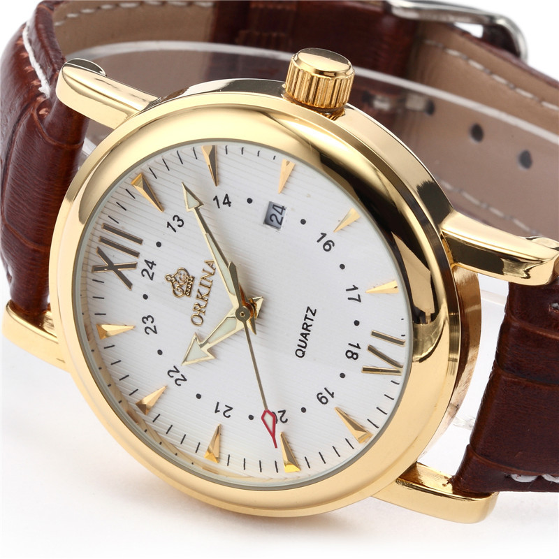 2021 High quality Men Brown Analog Dress Genuine Leather Belt Montre Homme Men Luxury Quartz Watch