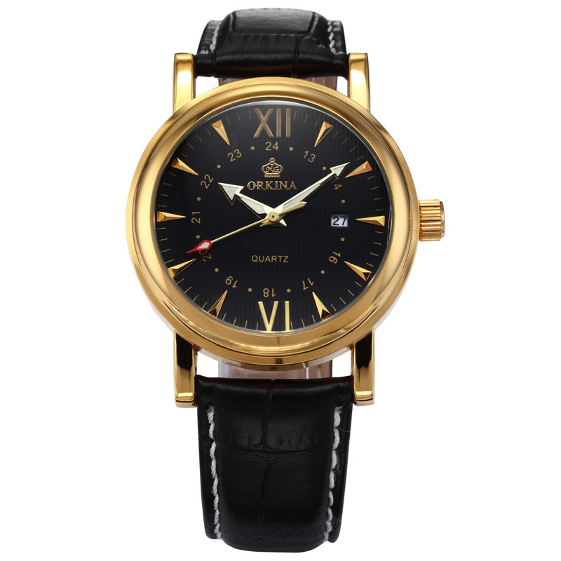 2021 High quality Men Brown Analog Dress Genuine Leather Belt Montre Homme Men Luxury Quartz Watch