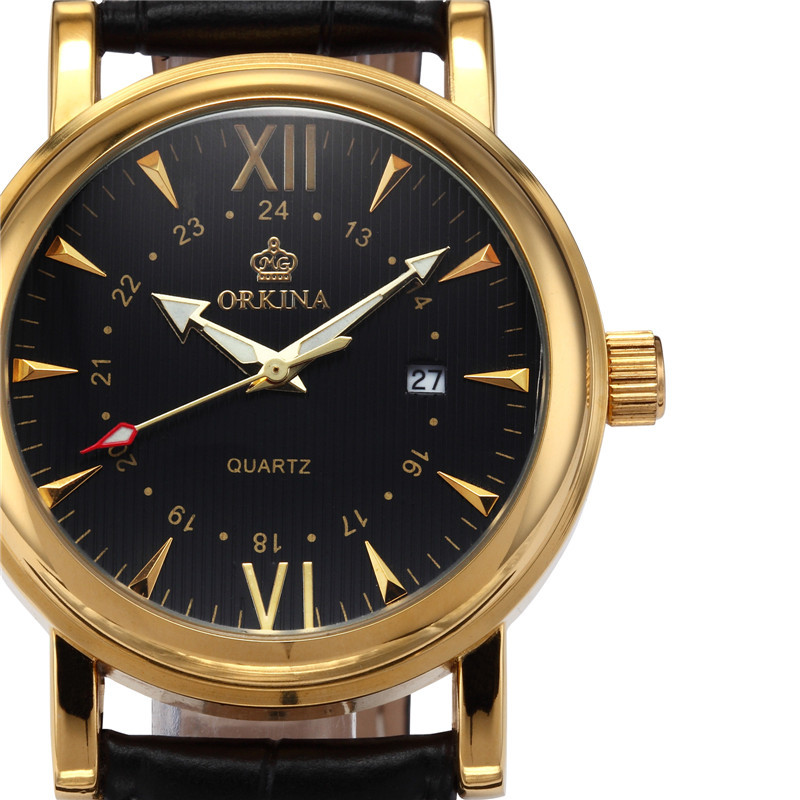 2021 High quality Men Brown Analog Dress Genuine Leather Belt Montre Homme Men Luxury Quartz Watch