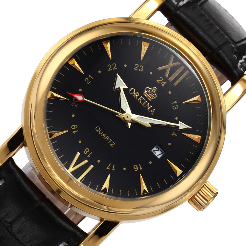 2021 High quality Men Brown Analog Dress Genuine Leather Belt Montre Homme Men Luxury Quartz Watch