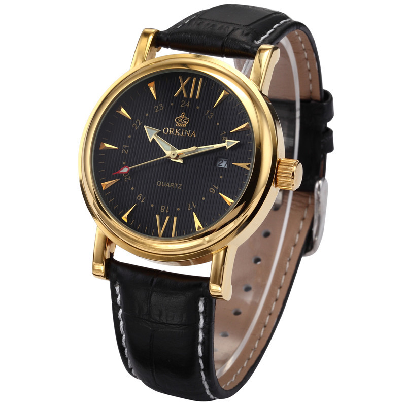 2021 High quality Men Brown Analog Dress Genuine Leather Belt Montre Homme Men Luxury Quartz Watch