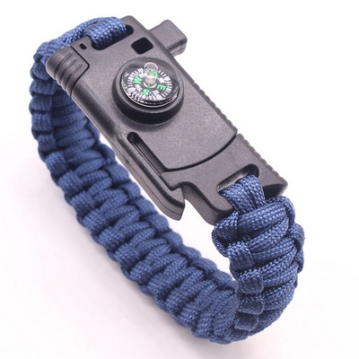 2021 High quality Outdoor Survival  Braided Paracord Camping Rescue Emergency Rope Bangles Compass Whistle Knife