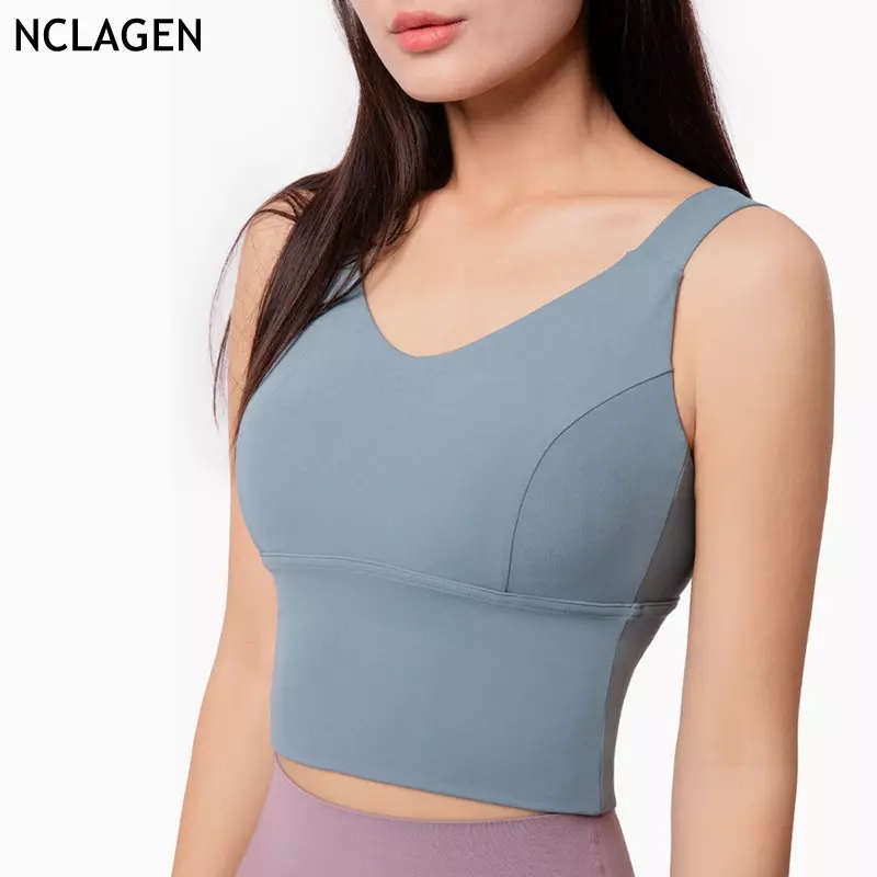 2021 High quality Sports Top With Push Up Training Solid Yoga Bra Padded High Support Impact Vest Fitness Tank Top