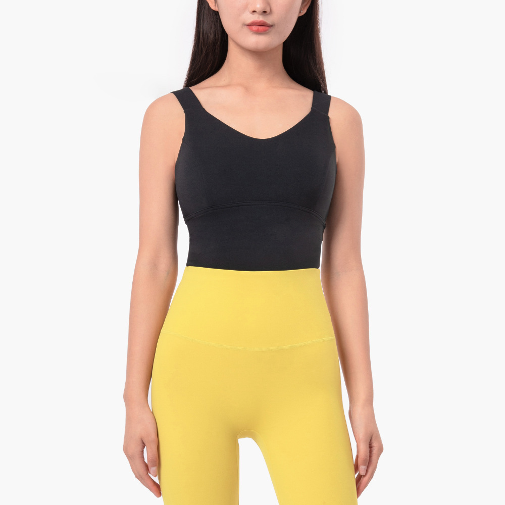 2021 High quality Sports Top With Push Up Training Solid Yoga Bra Padded High Support Impact Vest Fitness Tank Top