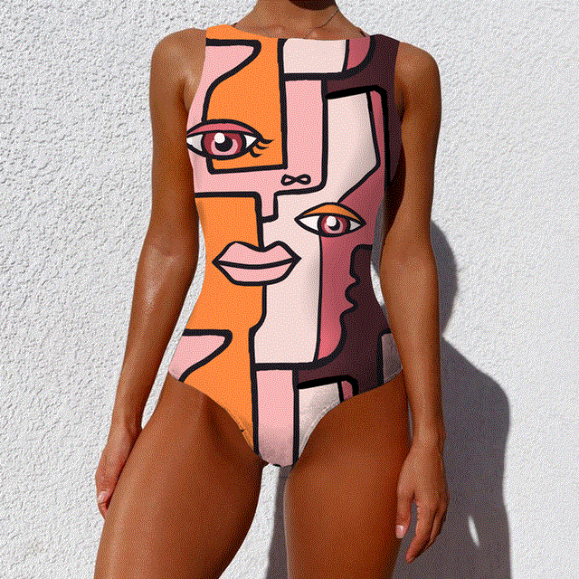 2021 High quality New Push Up Swimwear Women Vintage Retro Bathing Suits Bodysuit Beach Wear Backless Monokini