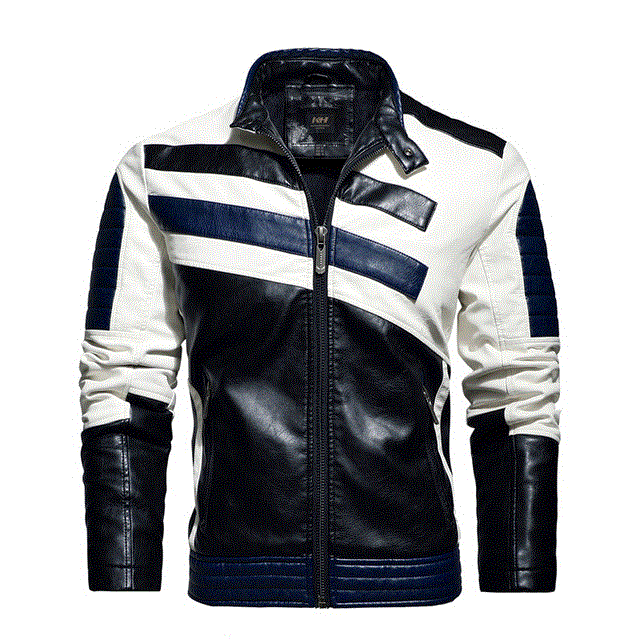 2021 High quality Motorcycle Pu Leather Jacket Men Stand Collar Mens Leather Jacket Business Casual Leather Jacket Men