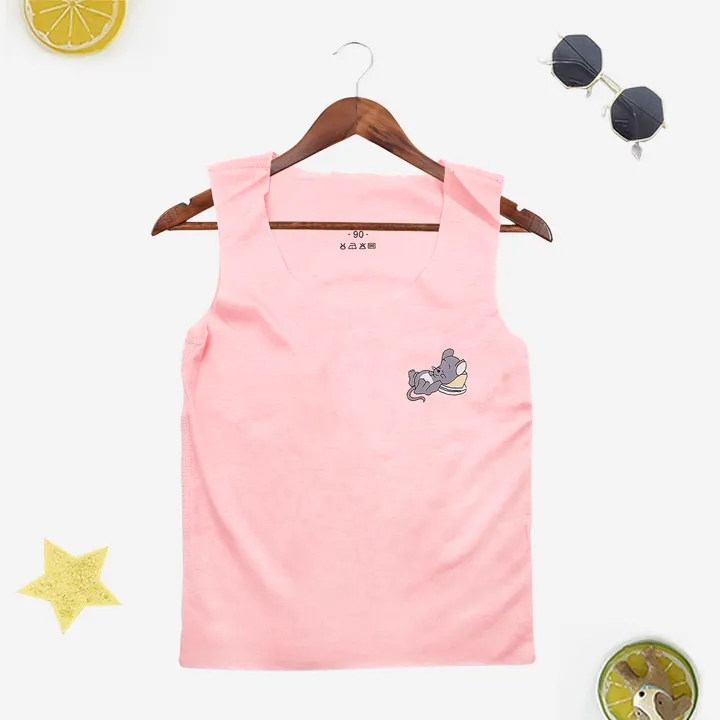 2021 High quality Hot Sale Fashion Undershirt Camisole Kids Underwear For Girls Summer Solid Cotton Toddler Boy Top