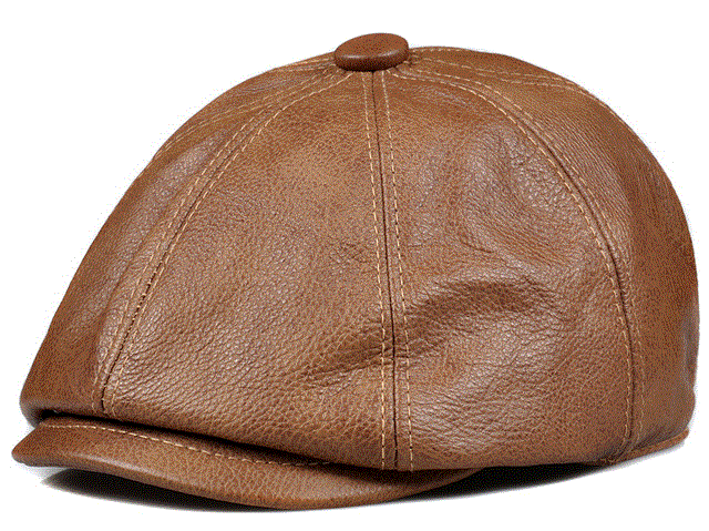 2021 High quality Genuine Leather Hat Autumn Men's Cowhide Leather Beret Elegant Fashion Student Tongue Cap