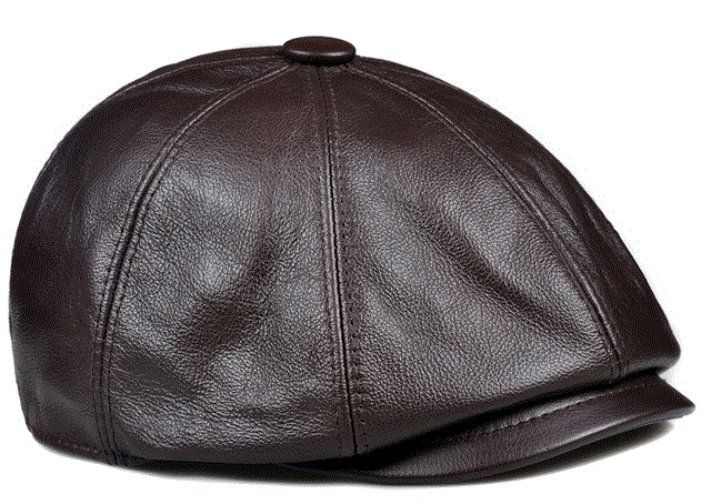 2021 High quality Genuine Leather Hat Autumn Men's Cowhide Leather Beret Elegant Fashion Student Tongue Cap