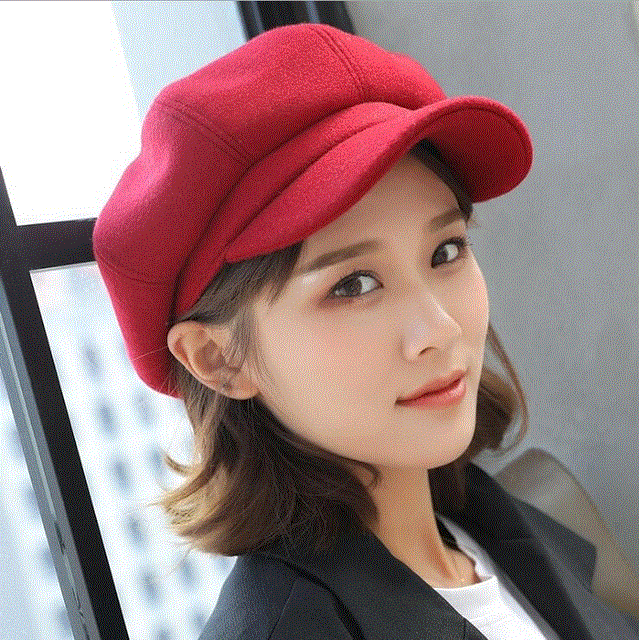 2021 High quality Beret Cap Hats Solid Autumn Winter Octagonal Cap Stylish Artist  Beret Hat Cap