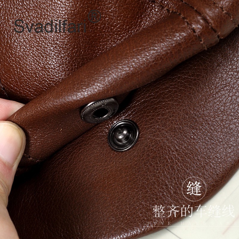 2021 High quality Genuine Leather Hat Autumn Men's Cowhide Leather Beret Elegant Fashion Student Tongue Cap