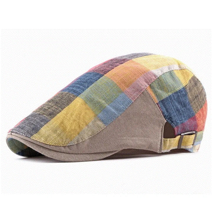 2021 High quality Spring Summer Berets Hats For Women Men Multicolor Plaid Herringbone Caps Duckbill Newsboy Cap