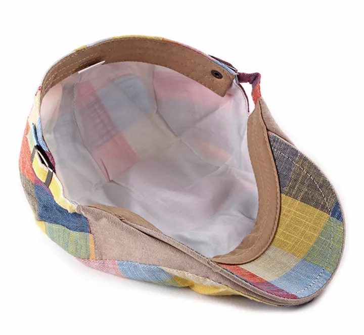 2021 High quality Spring Summer Berets Hats For Women Men Multicolor Plaid Herringbone Caps Duckbill Newsboy Cap