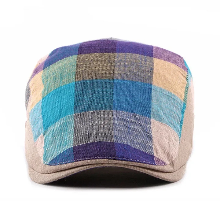 2021 High quality Spring Summer Berets Hats For Women Men Multicolor Plaid Herringbone Caps Duckbill Newsboy Cap