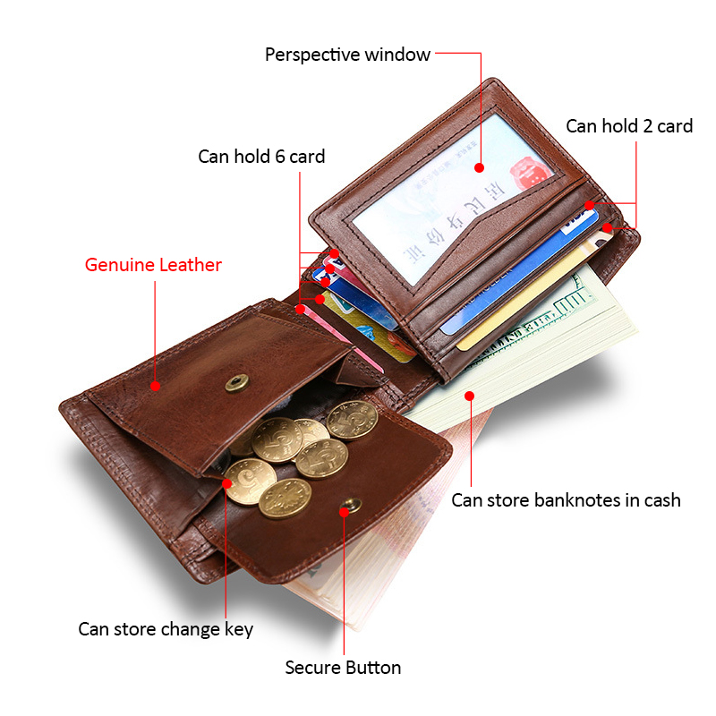 2021 High quality Men Wallets Brown Money Pocket Bag Trifold Wallet Male Short Zipper Coin Purses Small Hand Walet