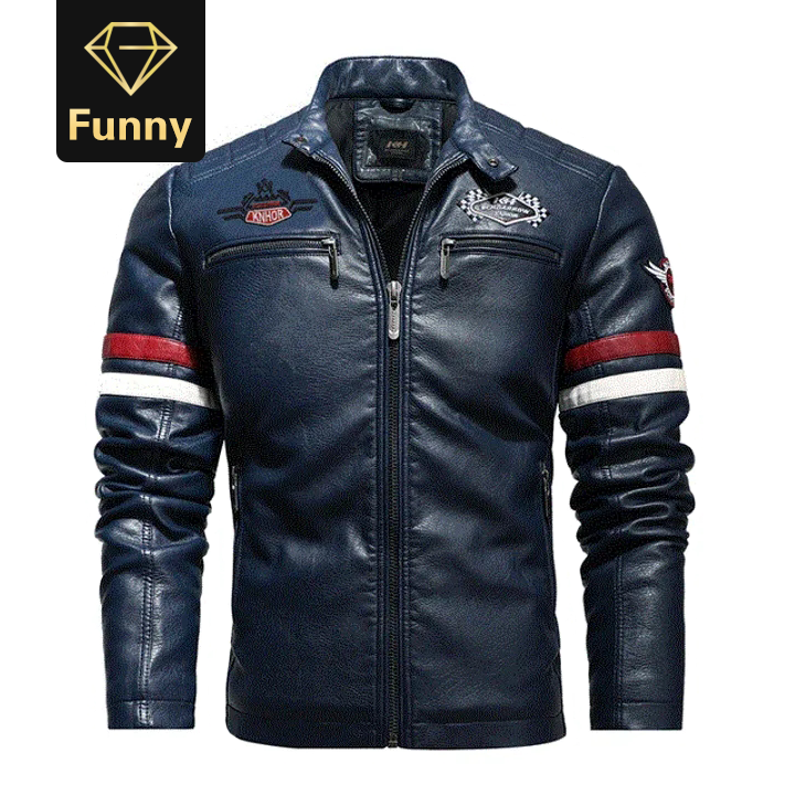 2021 High quality Motorcycle Jacket Men Hit Color Plus Velvet Pu Mens Leather Jacket Casual Leather Jacket Men