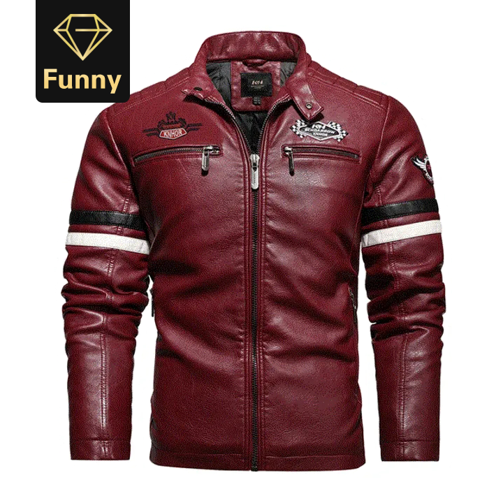 2021 High quality Motorcycle Jacket Men Hit Color Plus Velvet Pu Mens Leather Jacket Casual Leather Jacket Men