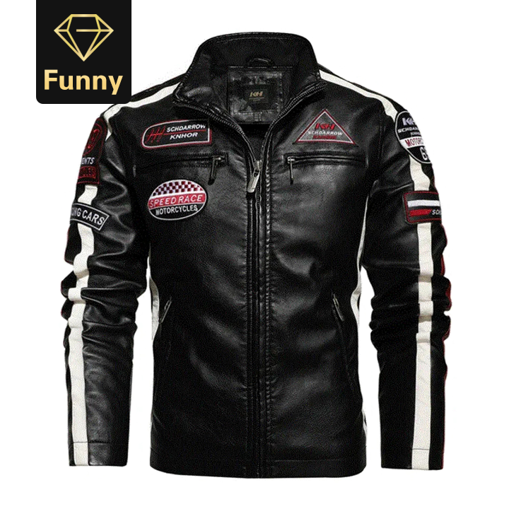 2021 High quality Motorcycle Jacket Men Hit Color Plus Velvet Pu Mens Leather Jacket Casual Leather Jacket Men