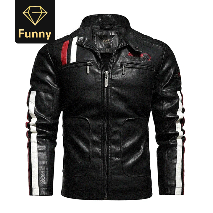 2021 High quality Motorcycle Jacket Men Hit Color Plus Velvet Pu Mens Leather Jacket Casual Leather Jacket Men