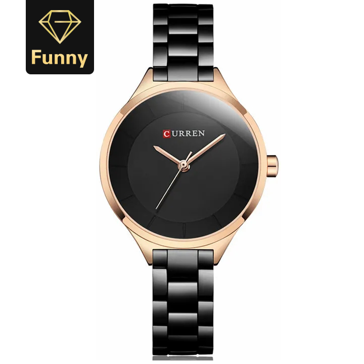 2021 High quality Curren Women Watches Luxury Gold Black Full Steel Dress Jewelry Quartz Elegant Clock RelogioFeminino