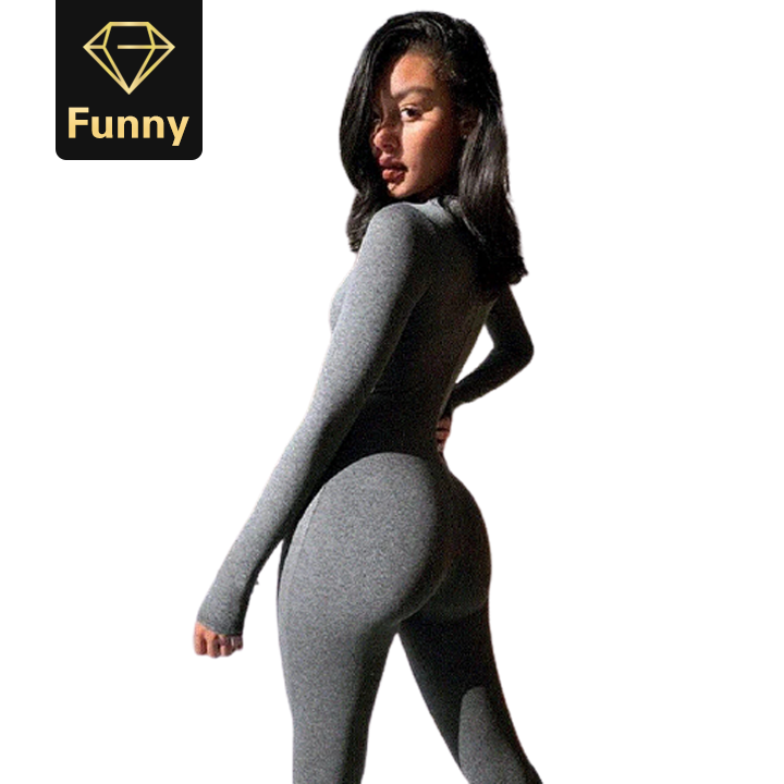 2021 High quality Women Yoga Jumpsuit Sports Gym Running Fitness Legging Pants Athletic Long Sleeve Workout Clothes