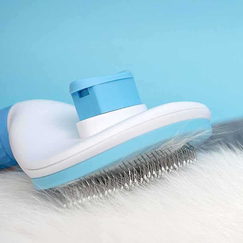 2021 High quality Dog Hair Comb Grooming Brush Stainless Steel Cats Combs Automatic Non-slip Brushs for Pet Supplies