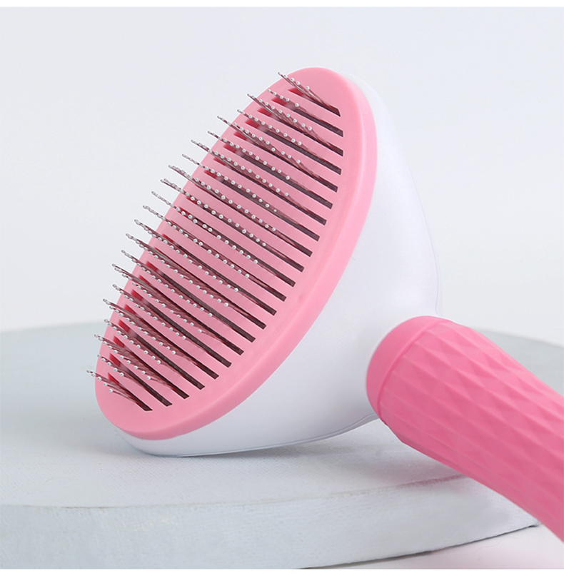 2021 High quality Dog Hair Comb Grooming Brush Stainless Steel Cats Combs Automatic Non-slip Brushs for Pet Supplies
