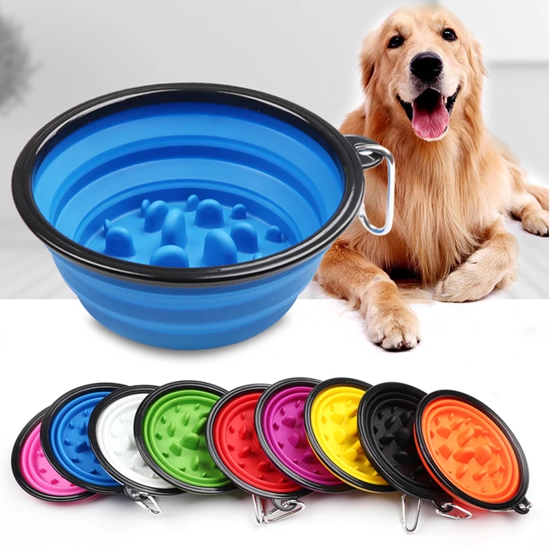 2021 High quality Travel Small Big Slow Food Bowl for Dogs Flodable with Buckle Pet Feeder Puppy Bowls Pets Products