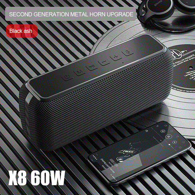 2021 High quality 60W Big Power Bluetooth Speaker Portable Waterproof Music Center TWS Subwoofer Support TF AUX