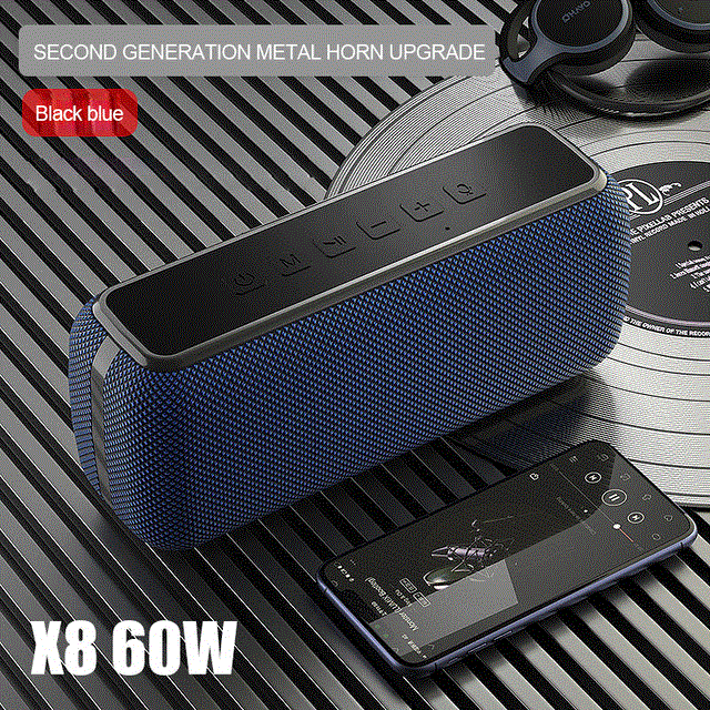 2021 High quality 60W Big Power Bluetooth Speaker Portable Waterproof Music Center TWS Subwoofer Support TF AUX