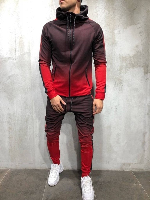 New Men Tracksuit 2 pcs Set 3D Gradient Color Casual Hoodies Sweatshirt And Pants Sportswear Joggers