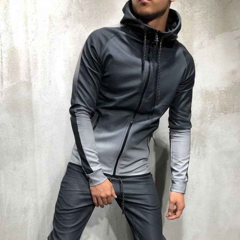 New Men Tracksuit 2 pcs Set 3D Gradient Color Casual Hoodies Sweatshirt And Pants Sportswear Joggers