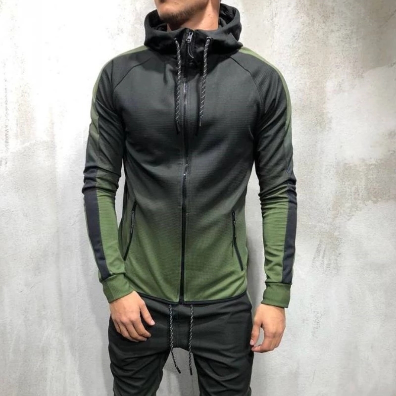New Men Tracksuit 2 pcs Set 3D Gradient Color Casual Hoodies Sweatshirt And Pants Sportswear Joggers