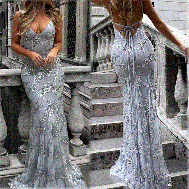 2021 High quality Fashion Sexy Women Lady Sling Sleeveless Deep-V Party Formal Long Maxi  Dresses