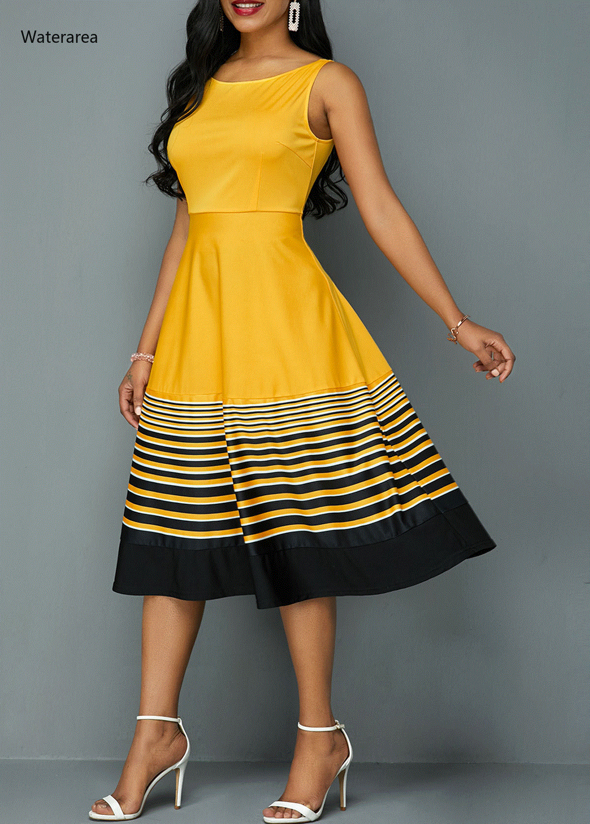 2021 High quality New Summer Plus Size Women O-Neck Sleeveless Print Big Swing Dress Fashion Vintage Dresses