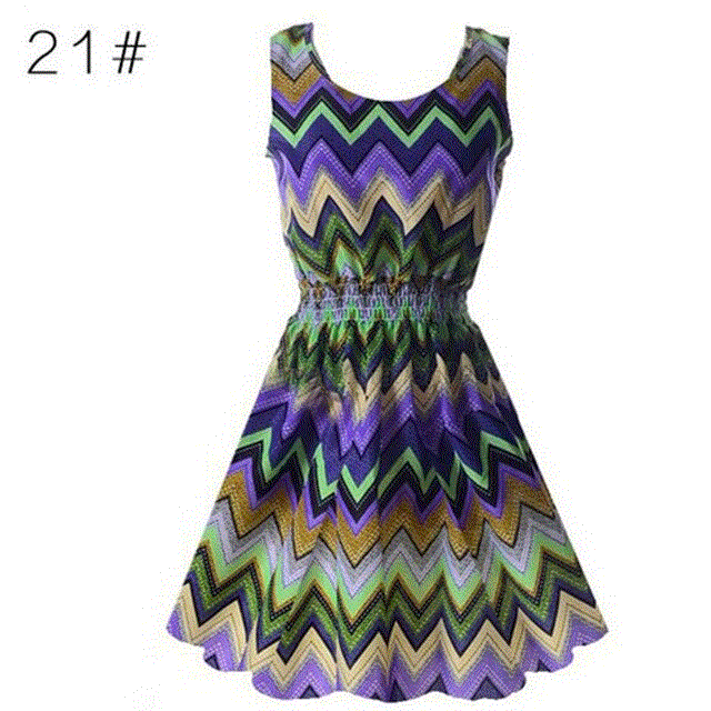 2021 High quality Women's Summer Sundress  Dress for Women Options O Neck Beach Dress Mini Print Vintage Dress
