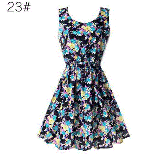 2021 High quality Women's Summer Sundress  Dress for Women Options O Neck Beach Dress Mini Print Vintage Dress