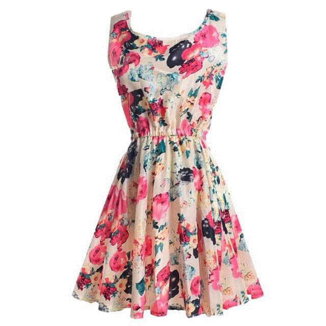 2021 High quality Women's Summer Sundress  Dress for Women Options O Neck Beach Dress Mini Print Vintage Dress