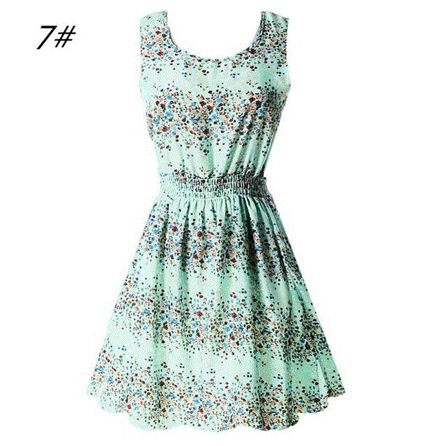 2021 High quality Women's Summer Sundress  Dress for Women Options O Neck Beach Dress Mini Print Vintage Dress