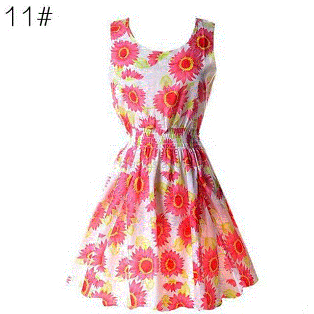 2021 High quality Women's Summer Sundress  Dress for Women Options O Neck Beach Dress Mini Print Vintage Dress