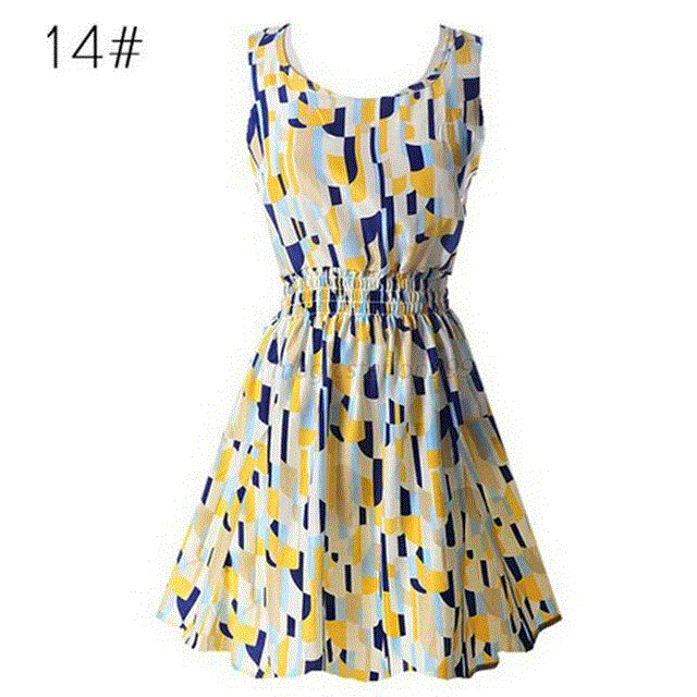 2021 High quality Women's Summer Sundress  Dress for Women Options O Neck Beach Dress Mini Print Vintage Dress