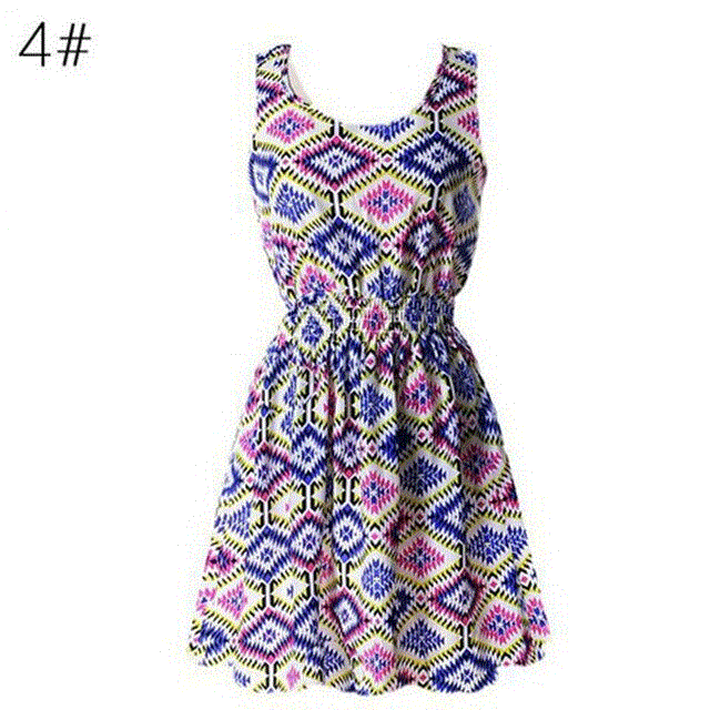 2021 High quality Women's Summer Sundress  Dress for Women Options O Neck Beach Dress Mini Print Vintage Dress