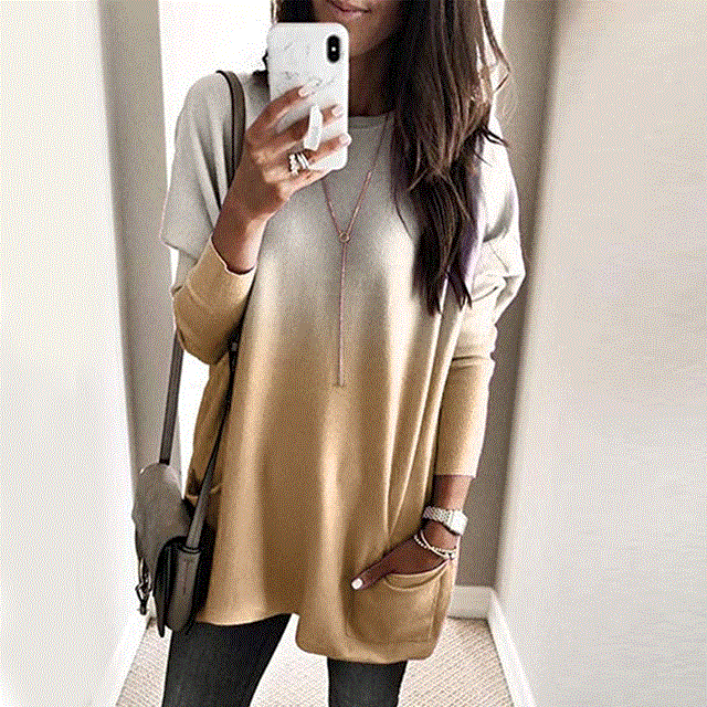 2021 High quality Women Casual Loose Dress Pocket Colors Dress  Boho Full Long Sleeve Befree Mini Dresses