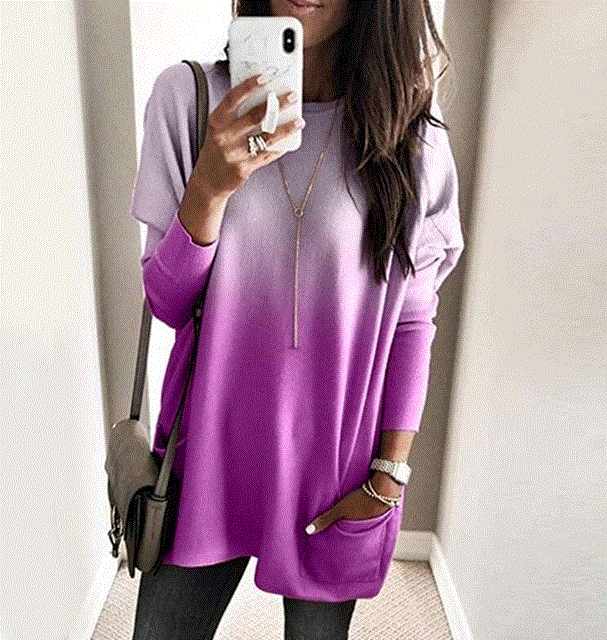 2021 High quality Women Casual Loose Dress Pocket Colors Dress  Boho Full Long Sleeve Befree Mini Dresses