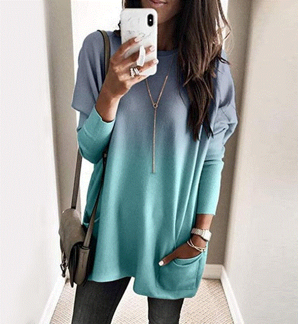 2021 High quality Women Casual Loose Dress Pocket Colors Dress  Boho Full Long Sleeve Befree Mini Dresses