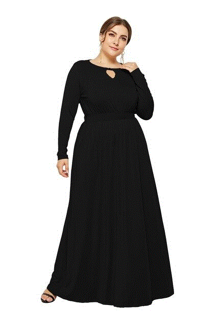 2021 High quality High Quality Casual Women Maxi Dress Long Sleeve O-neck Hollow Out Loose Dress Elegant Women Dress