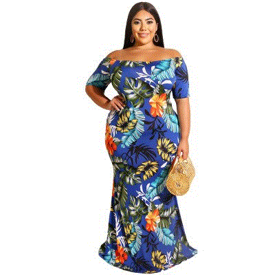 2021 High quality New Summer Women Loose Printing Dress Ladies Slim Fit Long Dresses High Quatily Fashion  Dresses
